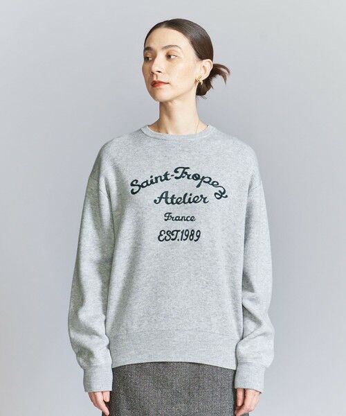 BEAUTY&YOUTH UNITED ARROWS / ビューティー&ユース ユナイテッドアローズ ニット・セーター | エンブロイダリー ロゴ クルーネック ニットプルオーバー | 詳細10