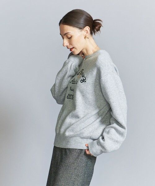 BEAUTY&YOUTH UNITED ARROWS / ビューティー&ユース ユナイテッドアローズ ニット・セーター | エンブロイダリー ロゴ クルーネック ニットプルオーバー | 詳細7