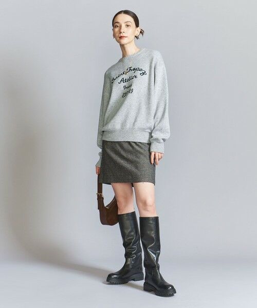 BEAUTY&YOUTH UNITED ARROWS / ビューティー&ユース ユナイテッドアローズ ニット・セーター | エンブロイダリー ロゴ クルーネック ニットプルオーバー | 詳細8