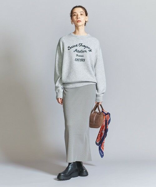 BEAUTY&YOUTH UNITED ARROWS / ビューティー&ユース ユナイテッドアローズ ニット・セーター | エンブロイダリー ロゴ クルーネック ニットプルオーバー | 詳細9