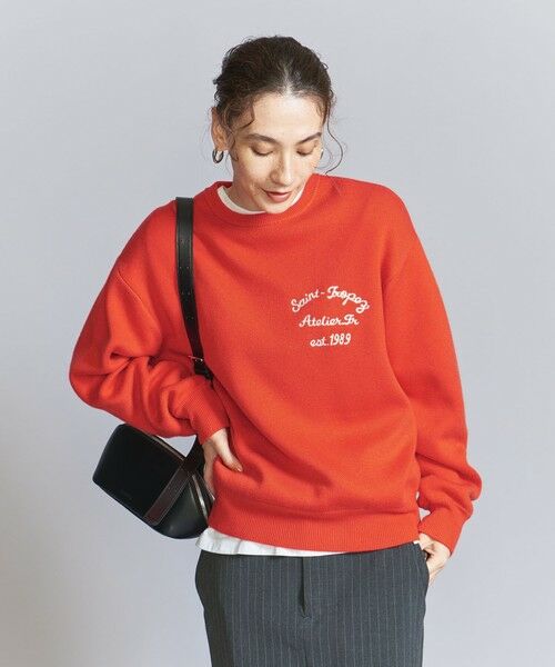 BEAUTY&YOUTH UNITED ARROWS / ビューティー&ユース ユナイテッドアローズ ニット・セーター | エンブロイダリー ロゴ クルーネック ニットプルオーバー | 詳細20