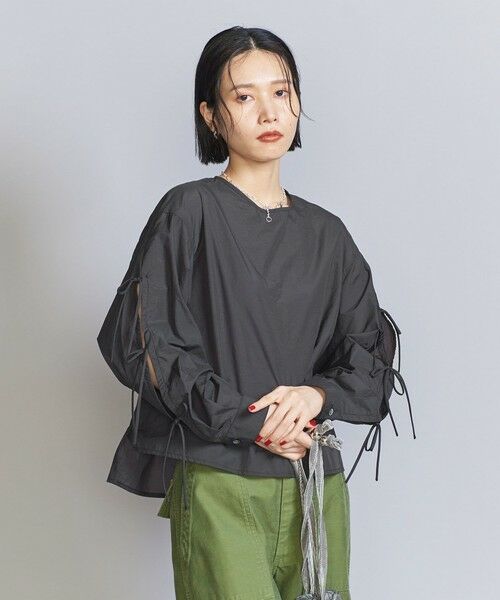 BEAUTY&YOUTH UNITED ARROWS / ビューティー&ユース ユナイテッドアローズ シャツ・ブラウス | 【WEB限定】ナイロンコットン リボンスリーブブラウス -ウォッシャブル- | 詳細1