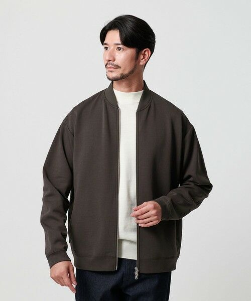 WEB限定 WARDROBE SMART】ダブルニット ジップブルゾン