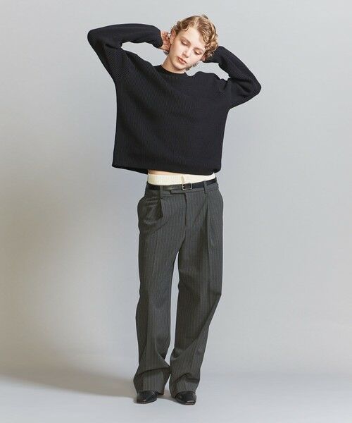 BEAUTY&YOUTH UNITED ARROWS / ビューティー&ユース ユナイテッドアローズ ニット・セーター | 【WEB限定】ウォッシャブル アゼ ニット Tシャツ | 詳細4