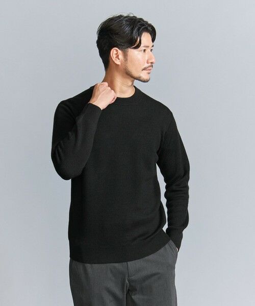 BEAUTY&YOUTH UNITED ARROWS / ビューティー&ユース ユナイテッドアローズ ニット・セーター | 【WEB限定 WARDROBE SMART】マシーンウォッシャブル ウールミックス アゼ クルーネック | 詳細1