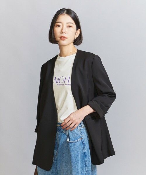 BEAUTY&YOUTH UNITED ARROWS / ビューティー&ユース ユナイテッドアローズ ノーカラージャケット | 【WEB限定】ダブルクロス カラーレスジャケット -ウォッシャブル- | 詳細3