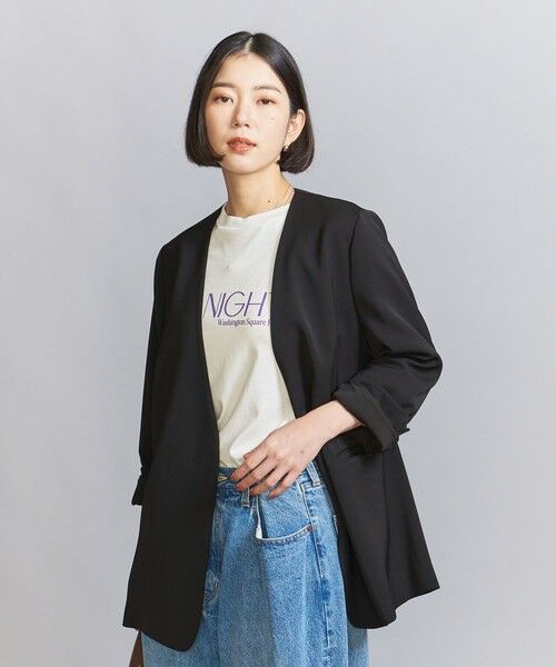 BEAUTY&YOUTH UNITED ARROWS / ビューティー&ユース ユナイテッドアローズ ノーカラージャケット | 【WEB限定 Wardrobe DAILY MINIMAL】ダブルクロス カラーレスジャケット ウォッシャブル | 詳細3