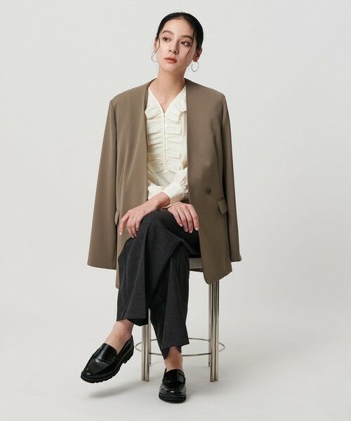 BEAUTY&YOUTH UNITED ARROWS / ビューティー&ユース ユナイテッドアローズ ノーカラージャケット | 【WEB限定 Wardrobe DAILY MINIMAL】ダブルクロス カラーレスジャケット ウォッシャブル | 詳細10