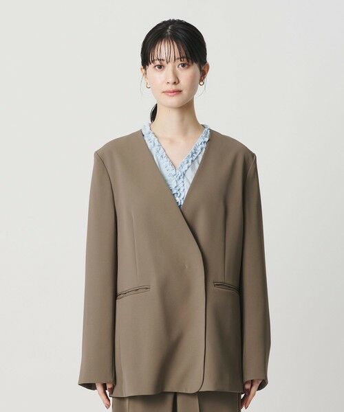 BEAUTY&YOUTH UNITED ARROWS / ビューティー&ユース ユナイテッドアローズ ノーカラージャケット | 【WEB限定 Wardrobe DAILY MINIMAL】ダブルクロス カラーレスジャケット ウォッシャブル | 詳細16