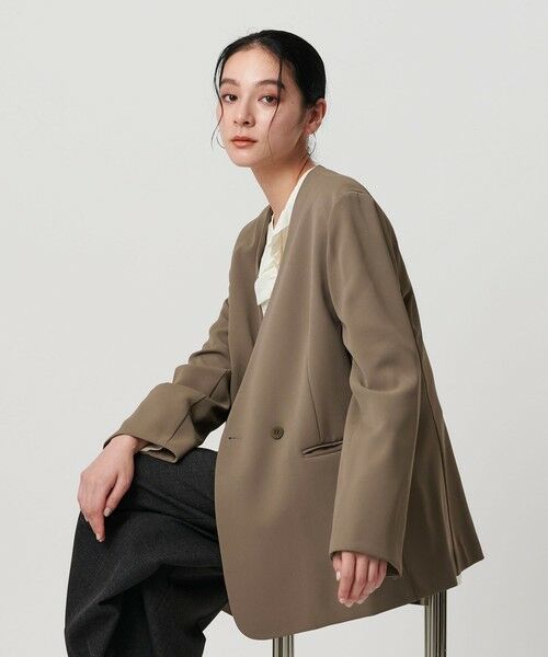 BEAUTY & YOUTH UNITED ARROWS/ビューティー&ユース ユナイテッドアローズ 【WEB限定 Wardrobe DAILY MINIMAL】ダブルクロス カラーレスジャケット ウォッシャブル MD. BROWN M BEAUTY & YOUTH UNITED ARROWS/ビューティー&ユース ユナイテッドアローズ 【WEB限定 Wardrobe DAILY MINIMAL】ダブルクロス カラーレスジャケット ウォッシャブル MD. BROWN M