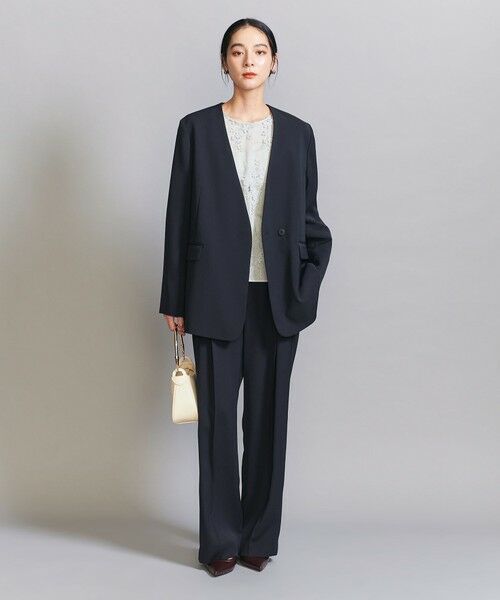 BEAUTY&YOUTH UNITED ARROWS / ビューティー&ユース ユナイテッドアローズ ノーカラージャケット | 【WEB限定 Wardrobe DAILY MINIMAL】ダブルクロス カラーレスジャケット ウォッシャブル | 詳細29