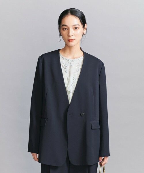 BEAUTY&YOUTH UNITED ARROWS / ビューティー&ユース ユナイテッドアローズ ノーカラージャケット | 【WEB限定 Wardrobe DAILY MINIMAL】ダブルクロス カラーレスジャケット ウォッシャブル | 詳細27