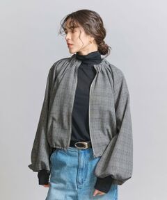 【WEB限定】グレンチェック ギャザーブルゾン -ウォッシャブル-