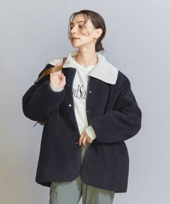 【WEB限定】ボア×フェイクムートン ノーカラーリバーシブルコート -2WAY-