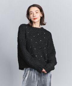 【WEB限定】ビジュー×フェザーヤーン クルーネックニット