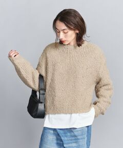 【WEB限定】ビジュー×フェザーヤーン クルーネックニット