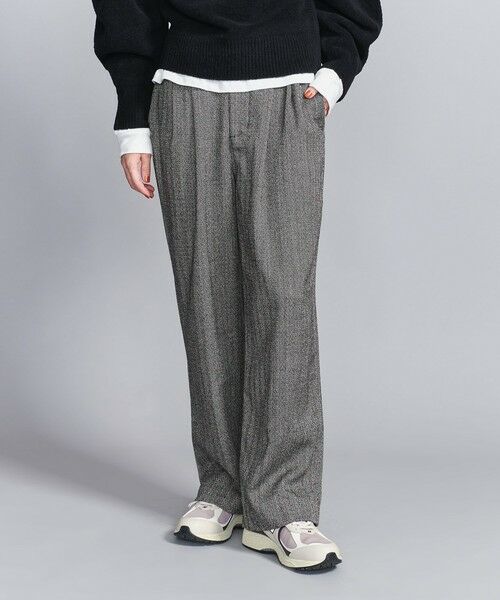 BEAUTY&YOUTH UNITED ARROWS / ビューティー&ユース ユナイテッドアローズ その他パンツ | 【WEB限定】裏起毛ヘリンボーン タックワイドパンツ -ウォッシャブル- | 詳細1