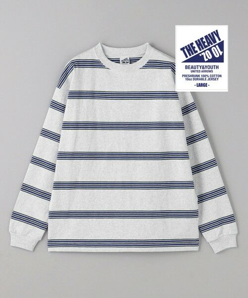 BEAUTY & YOUTH UNITED ARROWS/ビューティー&ユース ユナイテッドアローズ 10oz ヘビー ボーダー クルーネック カットソー LT. GRAY XXL BEAUTY & YOUTH UNITED ARROWS/ビューティー&ユース ユナイテッドアローズ 10oz ヘビー ボーダー クルーネック カットソー LT. GRAY XXL