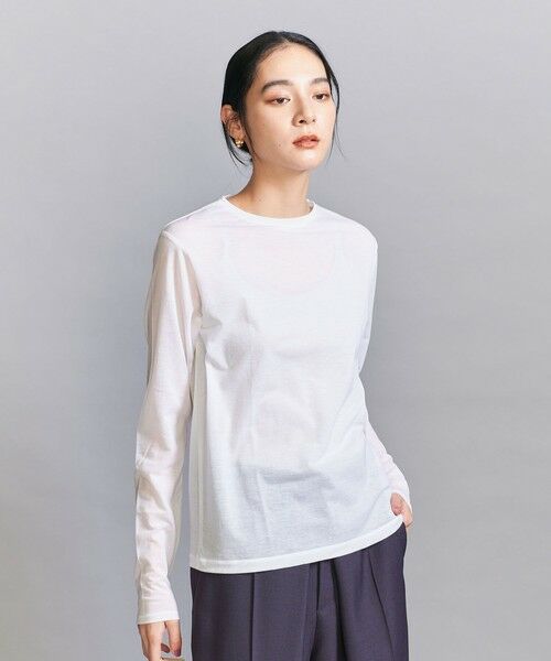 BEAUTY&YOUTH UNITED ARROWS / ビューティー&ユース ユナイテッドアローズ カットソー | コットンナイロン天竺 シアー クルーネック Tシャツ | 詳細1