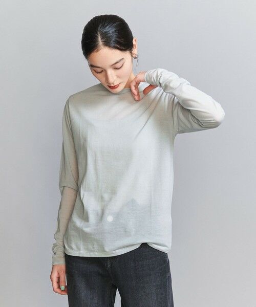 BEAUTY&YOUTH UNITED ARROWS / ビューティー&ユース ユナイテッドアローズ カットソー | コットンナイロン天竺 シアー クルーネック Tシャツ | 詳細22