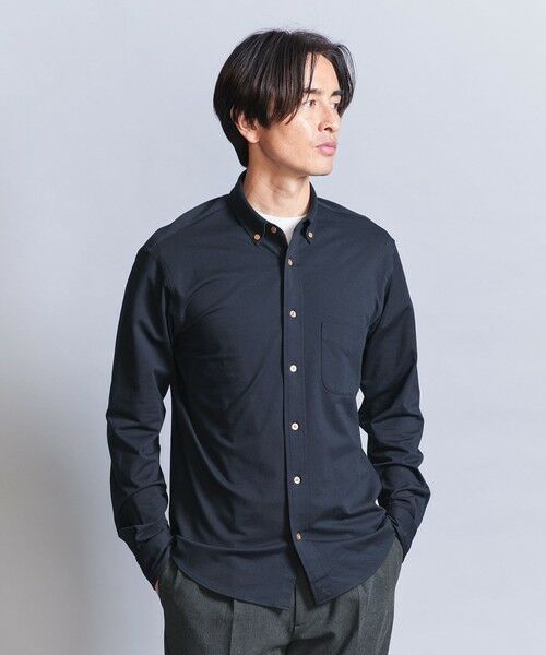 BEAUTY & YOUTH UNITED ARROWS/ビューティー&ユース ユナイテッドアローズ クイック シャンブレー ボタンダウン シャツ ‐ストレッチ 吸水速乾 ‐ NAVY L BEAUTY & YOUTH UNITED ARROWS/ビューティー&ユース ユナイテッドアローズ クイック シャンブレー ボタンダウン シャツ ‐ストレッチ 吸水速乾 ‐ NAVY L
