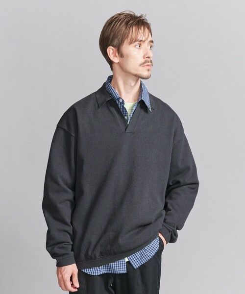 BEAUTY & YOUTH UNITED ARROWS/ビューティー&ユース ユナイテッドアローズ ブークレ コットン スキッパー ニット ‐ウォッシャブル‐ DK. GRAY M BEAUTY & YOUTH UNITED ARROWS/ビューティー&ユース ユナイテッドアローズ ブークレ コットン スキッパー ニット ‐ウォッシャブル‐ DK. GRAY M