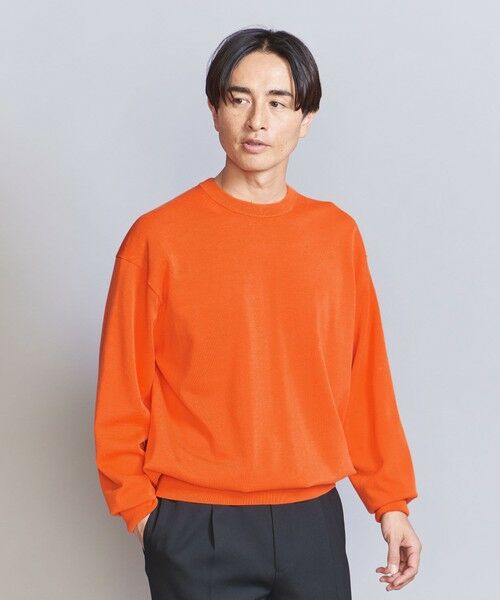 BEAUTY & YOUTH UNITED ARROWS/ビューティー&ユース ユナイテッドアローズ HI-LINE 3/90 ギザコットン クルーネック ニット ORANGE XL BEAUTY & YOUTH UNITED ARROWS/ビューティー&ユース ユナイテッドアローズ HI-LINE 3/90 ギザコットン クルーネック ニット ORANGE XL