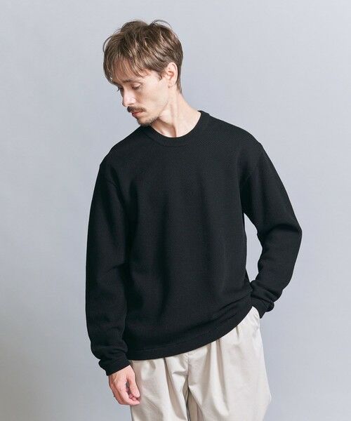 BEAUTY & YOUTH UNITED ARROWS/ビューティー&ユース ユナイテッドアローズ ガスコットン ダイアゴナル クルーネック ニット BLACK XL BEAUTY & YOUTH UNITED ARROWS/ビューティー&ユース ユナイテッドアローズ ガスコットン ダイアゴナル クルーネック ニット BLACK XL