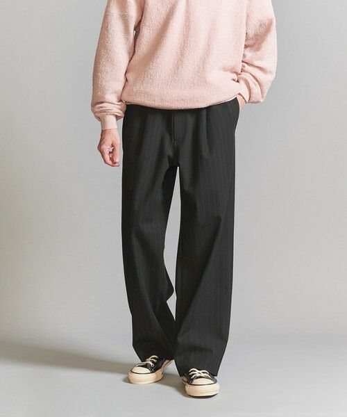 BEAUTY & YOUTH UNITED ARROWS/ビューティー&ユース ユナイテッドアローズ ピンストライプ 1プリーツ イージーパンツ BLACK XL BEAUTY & YOUTH UNITED ARROWS/ビューティー&ユース ユナイテッドアローズ ピンストライプ 1プリーツ イージーパンツ BLACK XL