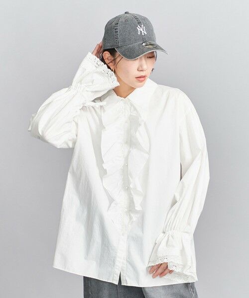 BEAUTY & YOUTH UNITED ARROWS/ビューティー&ユース ユナイテッドアローズ コットン フリル レーススリーブ シャツ WHITE M BEAUTY & YOUTH UNITED ARROWS/ビューティー&ユース ユナイテッドアローズ コットン フリル レーススリーブ シャツ WHITE M