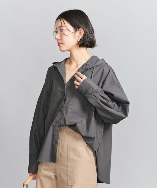 BEAUTY & YOUTH UNITED ARROWS/ビューティー&ユース ユナイテッドアローズ フード ボリュームシャツ DK. GRAY M BEAUTY & YOUTH UNITED ARROWS/ビューティー&ユース ユナイテッドアローズ フード ボリュームシャツ DK. GRAY M
