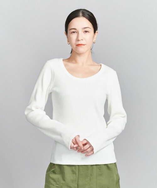 BEAUTY & YOUTH UNITED ARROWS/ビューティー&ユース ユナイテッドアローズ コットンリブ ラウンドネック カットソー OFF WHITE FREE BEAUTY & YOUTH UNITED ARROWS/ビューティー&ユース ユナイテッドアローズ コットンリブ ラウンドネック カットソー OFF WHITE FREE