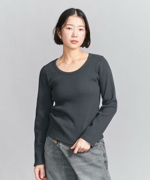 BEAUTY & YOUTH UNITED ARROWS/ビューティー&ユース ユナイテッドアローズ コットンリブ ラウンドネック カットソー DK. GRAY FREE BEAUTY & YOUTH UNITED ARROWS/ビューティー&ユース ユナイテッドアローズ コットンリブ ラウンドネック カットソー DK. GRAY FREE
