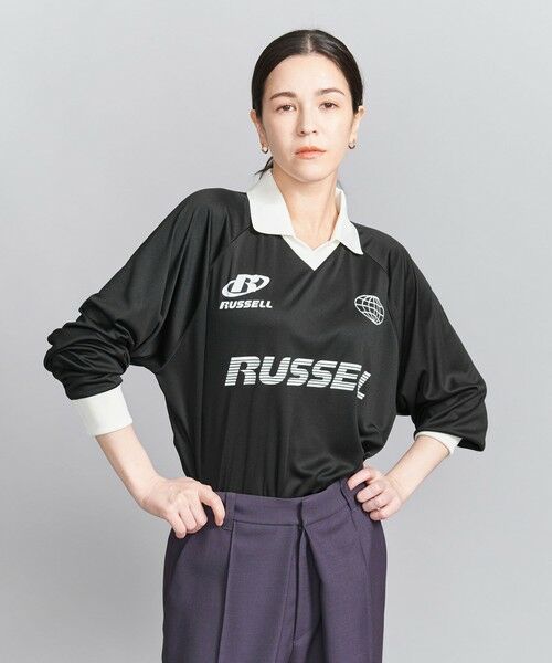 BEAUTY & YOUTH UNITED ARROWS/ビューティー&ユース ユナイテッドアローズ 【別注】<RUSSELL ATHLETIC>ロングスリーブ トップス BLACK FREE BEAUTY & YOUTH UNITED ARROWS/ビューティー&ユース ユナイテッドアローズ 【別注】<RUSSELL ATHLETIC>ロングスリーブ トップス BLACK FREE