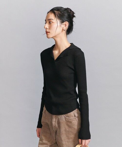 BEAUTY&YOUTH UNITED ARROWS / ビューティー&ユース ユナイテッドアローズ ニット・セーター | コットンリブ オープンカラーニット ウォッシャブル | 詳細1