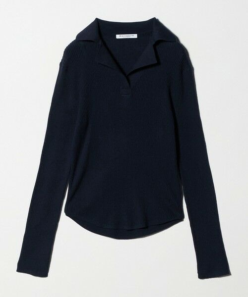 BEAUTY&YOUTH UNITED ARROWS / ビューティー&ユース ユナイテッドアローズ ニット・セーター | コットンリブ オープンカラーニット ウォッシャブル（NAVY）