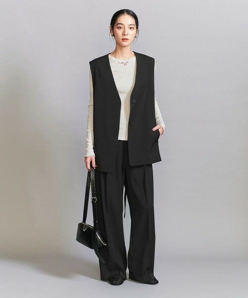 BEAUTY&YOUTH UNITED ARROWS / ビューティー&ユース ユナイテッドアローズ スラックス・ドレスパンツ | 【WEB限定 Wardrobe DAILY MINIMAL】ダブルクロス タックワイドストレートパンツ -ウォッシャブル- | 詳細4