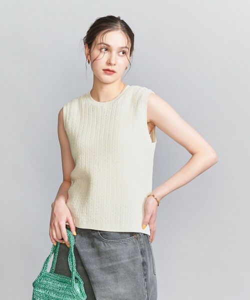 BEAUTY & YOUTH UNITED ARROWS/ビューティー&ユース ユナイテッドアローズ ジャガードノースリーブニット -ウォッシャブル- OFF WHITE FREE BEAUTY & YOUTH UNITED ARROWS/ビューティー&ユース ユナイテッドアローズ ジャガードノースリーブニット -ウォッシャブル- OFF WHITE FREE