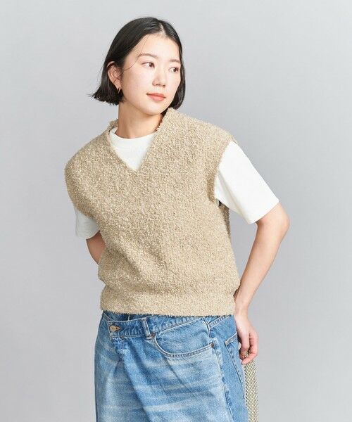 BEAUTY & YOUTH UNITED ARROWS/ビューティー&ユース ユナイテッドアローズ 【WEB限定】ファンシーヤーン Vネックベスト BEIGE FREE BEAUTY & YOUTH UNITED ARROWS/ビューティー&ユース ユナイテッドアローズ 【WEB限定】ファンシーヤーン Vネックベスト BEIGE FREE