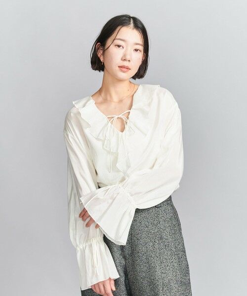 BEAUTY & YOUTH UNITED ARROWS/ビューティー&ユース ユナイテッドアローズ レーヨンコットンローン ラッフルシャツ OFF WHITE FREE BEAUTY & YOUTH UNITED ARROWS/ビューティー&ユース ユナイテッドアローズ レーヨンコットンローン ラッフルシャツ OFF WHITE FREE