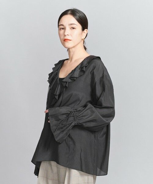 BEAUTY & YOUTH UNITED ARROWS/ビューティー&ユース ユナイテッドアローズ レーヨンコットンローン ラッフルシャツ BLACK FREE BEAUTY & YOUTH UNITED ARROWS/ビューティー&ユース ユナイテッドアローズ レーヨンコットンローン ラッフルシャツ BLACK FREE