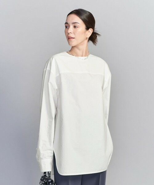BEAUTY & YOUTH UNITED ARROWS/ビューティー&ユース ユナイテッドアローズ コットン クルーネック ブラウス WHITE M BEAUTY & YOUTH UNITED ARROWS/ビューティー&ユース ユナイテッドアローズ コットン クルーネック ブラウス WHITE M