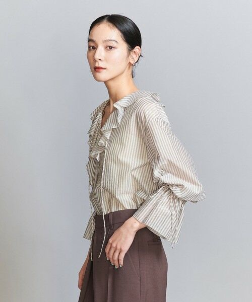 BEAUTY&YOUTH ストライプ ラッフルシャツ ストライプ ラッフルシャツ｜ビューティー＆ユース ユナイテッド