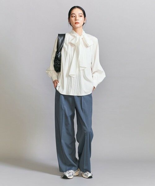 BEAUTY&YOUTH UNITED ARROWS / ビューティー&ユース ユナイテッドアローズ シャツ・ブラウス | 【WEB限定 Wardrobe DAILY MINIMAL】リボンタイブラウス -2WAY/ウォッシャブル- | 詳細4