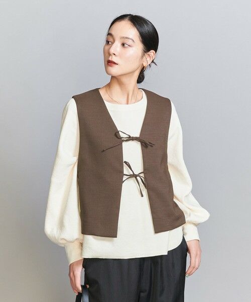 BEAUTY & YOUTH UNITED ARROWS/ビューティー&ユース ユナイテッドアローズ フロントリボン ベスト DK. BROWN FREE BEAUTY & YOUTH UNITED ARROWS/ビューティー&ユース ユナイテッドアローズ フロントリボン ベスト DK. BROWN FREE