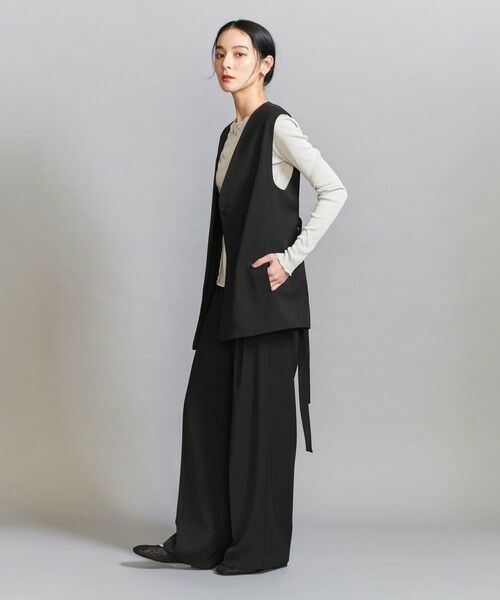 BEAUTY&YOUTH UNITED ARROWS / ビューティー&ユース ユナイテッドアローズ ベスト | 【WEB限定 Wardrobe DAILY MINIMAL】ダブルクロス リボンベルトジレ ウォッシャブル | 詳細3