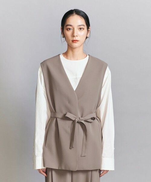 BEAUTY&YOUTH UNITED ARROWS / ビューティー&ユース ユナイテッドアローズ ベスト | 【WEB限定 Wardrobe DAILY MINIMAL】ダブルクロス リボンベルトジレ ウォッシャブル | 詳細16
