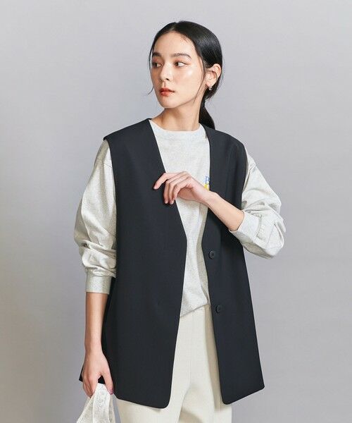 美品ユナイテッドアローズ　白フリルトップス　ジレ　新品未使用　タグ付き WEB限定 Wardrobe DAILY MINIMAL】ダブルクロス リボンベルト