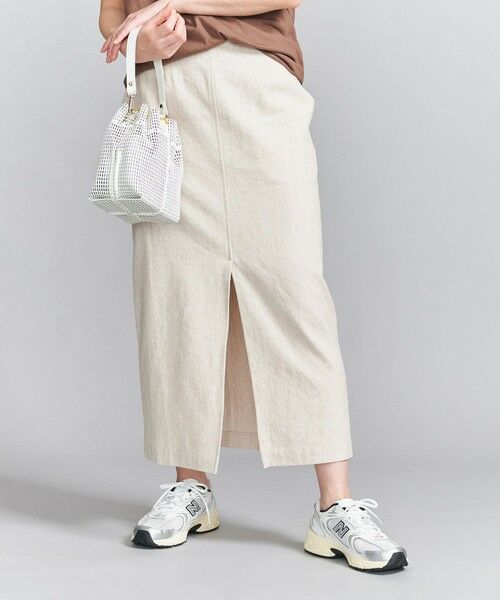 BEAUTY & YOUTH UNITED ARROWS/ビューティー&ユース ユナイテッドアローズ 麻コットン Iライン スカート/ベージュ BEIGE S BEAUTY & YOUTH UNITED ARROWS/ビューティー&ユース ユナイテッドアローズ 麻コットン Iライン スカート/ベージュ BEIGE S