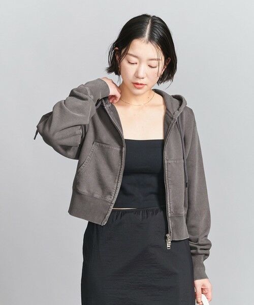 BEAUTY & YOUTH UNITED ARROWS/ビューティー&ユース ユナイテッドアローズ コットン ショートフロントジップパーカ DK. GRAY FREE BEAUTY & YOUTH UNITED ARROWS/ビューティー&ユース ユナイテッドアローズ コットン ショートフロントジップパーカ DK. GRAY FREE